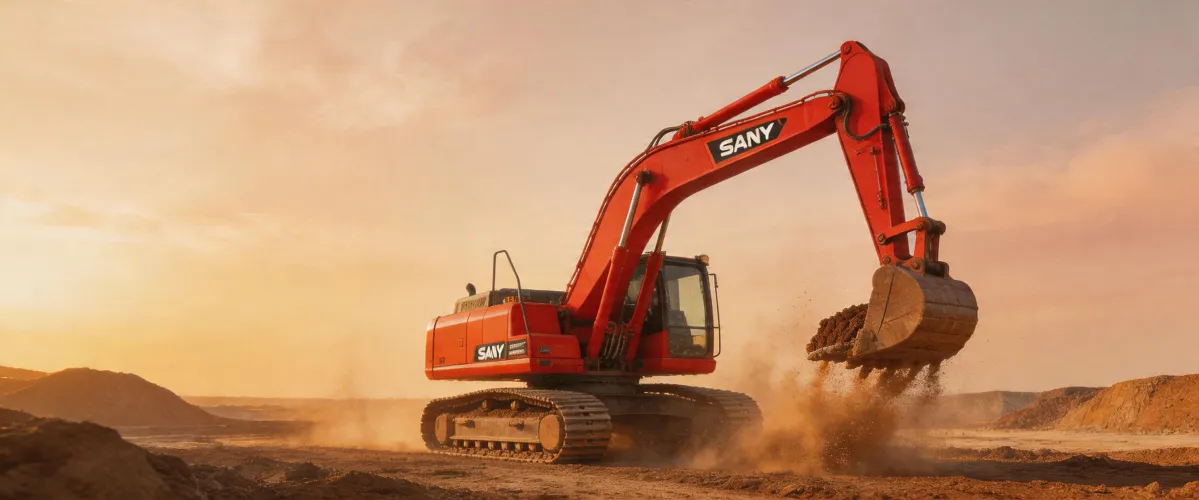 SANY excavator on construction site